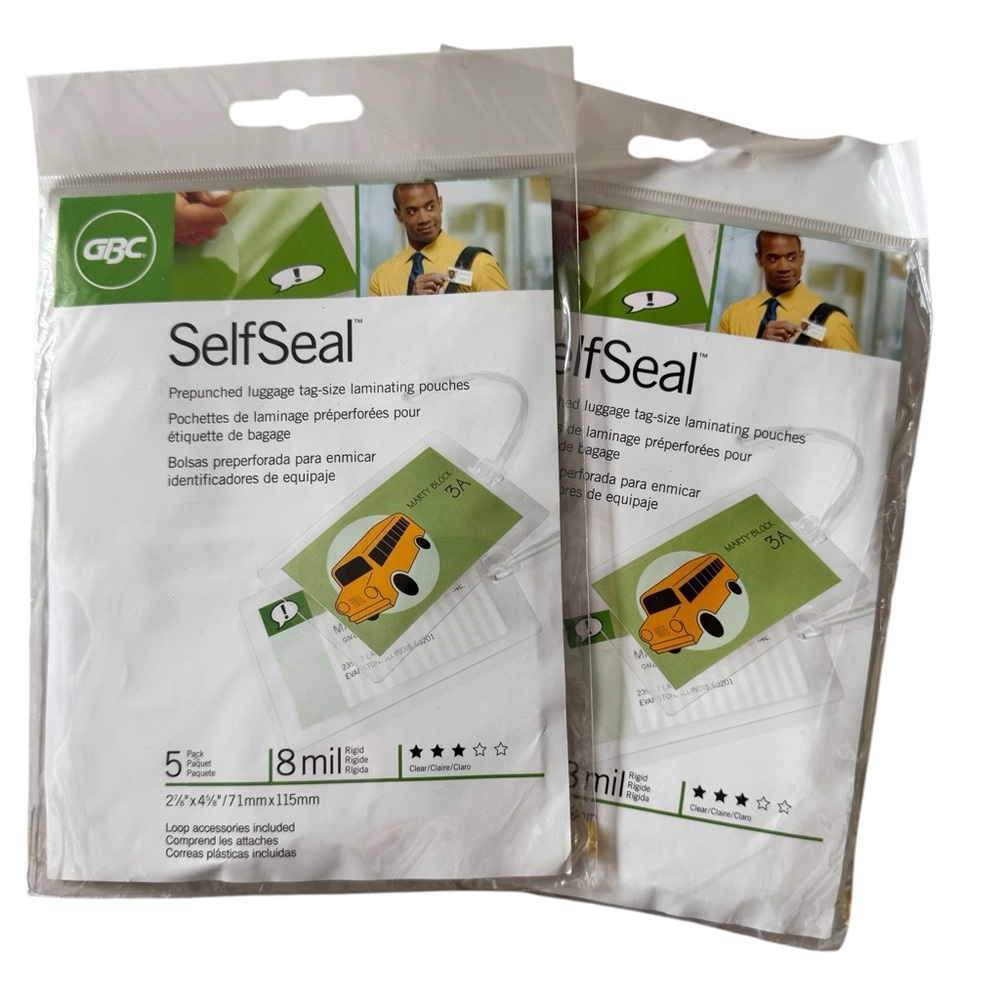 🔵 3/ $15 - GBC SelfSeal Laminating Pouches Luggage Or Bag Tags
